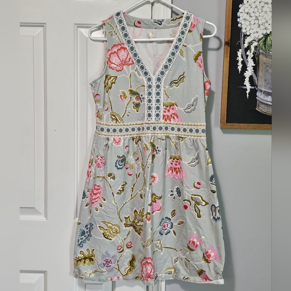 Spartina 449 Sleeveless Floral Dress in Pink & Gray